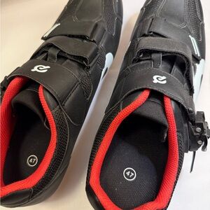 Peloton Black Cycling Shoes with Red Trim